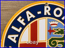 Vintage Alfa Romeo Porcelain Dealership Sign Gas Oil Fiat Giulia Stelvio Car Vintage Alfa Romeo Porcelain Dealership Sign Gas Oil Fiat Giulia Stelvio Car