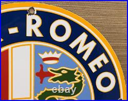 Vintage Alfa Romeo Porcelain Dealership Sign Gas Oil Fiat Giulia Stelvio Car Vintage Alfa Romeo Porcelain Dealership Sign Gas Oil Fiat Giulia Stelvio Car