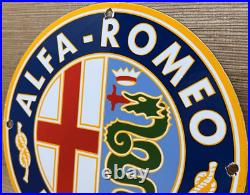 Vintage Alfa Romeo Porcelain Dealership Sign Gas Oil Fiat Giulia Stelvio Car Vintage Alfa Romeo Porcelain Dealership Sign Gas Oil Fiat Giulia Stelvio Car
