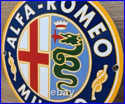 Vintage Alfa Romeo Porcelain Dealership Sign Gas Oil Fiat Giulia Stelvio Car Vintage Alfa Romeo Porcelain Dealership Sign Gas Oil Fiat Giulia Stelvio Car