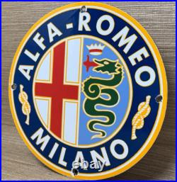 Vintage Alfa Romeo Porcelain Dealership Sign Gas Oil Fiat Giulia Stelvio Car Vintage Alfa Romeo Porcelain Dealership Sign Gas Oil Fiat Giulia Stelvio Car