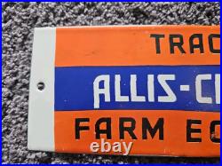 Vintage Allis-chalmers Tractors Farm Dealership Porcelain Sign 12 X 4