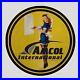 Vintage Amcol International 1995 Oil Porcelain Gas Pump Sign