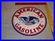 Vintage American Gasoline Powerful Eagle 11 3/4 Porcelain Metal Gas & Oil Sign