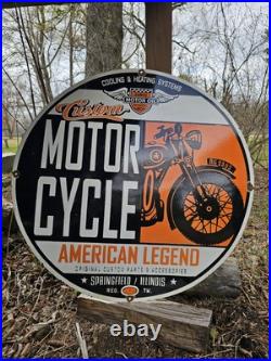 Vintage American Legend Motorcycle Oil Porcelain Enamel Dealership Sign 30