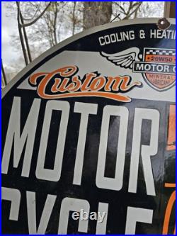 Vintage American Legend Motorcycle Oil Porcelain Enamel Dealership Sign 30