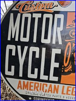Vintage American Legend Motorcycle Oil Porcelain Enamel Dealership Sign 30