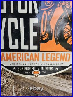 Vintage American Legend Motorcycle Oil Porcelain Enamel Dealership Sign 30