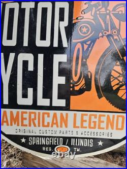 Vintage American Legend Motorcycle Oil Porcelain Enamel Dealership Sign 30