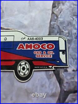 Vintage Amoco Gas And Oil Service Tanker Porcelain Sign 12×5