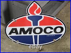 Vintage Amoco Gasoline Porcelain Sign Service Station American Oil Gas 12 X 9.5