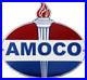 Vintage Amoco Gasoline Porcelain Sign Service Station American Oil Torch Gas
