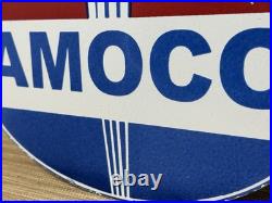 Vintage Amoco Gasoline Porcelain Sign Service Station American Oil Torch Gas