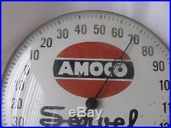 Vintage Amoco Motor Oil Gas Round Thermometer Servel Kerosene Refrigerator