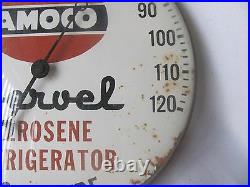 Vintage Amoco Oil Gas Service Station Thermometer Servel Advertising Sign Round