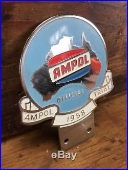 Vintage Ampol 1958 Trial Official Enamelled Grille Badge Petrol Oil Garage