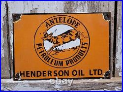 Vintage Antelope Petroleum Porcelain Sign Henderson Oil Service Advertising