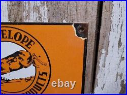 Vintage Antelope Petroleum Porcelain Sign Henderson Oil Service Advertising