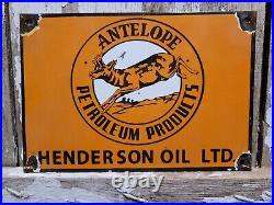 Vintage Antelope Petroleum Porcelain Sign Henderson Oil Service Advertising