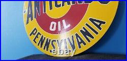 Vintage Anticarbo Oil Co Porcelain Mile Gasoline Service Station Pump Plate Sign