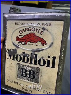 Vintage Antique Original Early Service Gargoyle Mobiloil BB Vacuum Oil Can