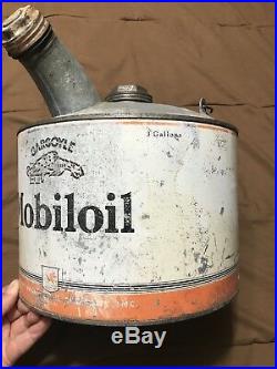 Vintage Antique Original Mobiloil Gargoyle 3 Gallon Oil Can Petroliana Mobil