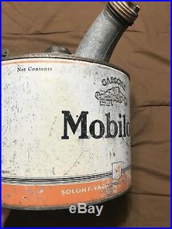 Vintage Antique Original Mobiloil Gargoyle 3 Gallon Oil Can Petroliana Mobil