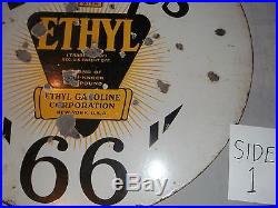 Vintage Antique Phillips 66 Gas Oil Ethyl Anti Engine Knock 30 Porcelain Sign