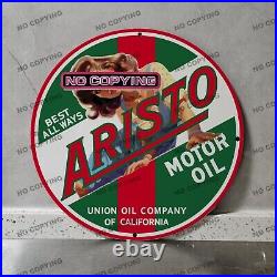 Vintage Aristo Motor Oil Union Porcelain Sign Gas Station Garge Advertising Oil