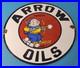 Vintage Arrow Oils Sign Porcelain Premium Gasoline Pump Plate Sign