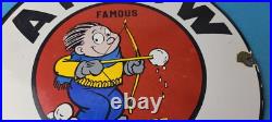 Vintage Arrow Oils Sign Porcelain Premium Gasoline Pump Plate Sign