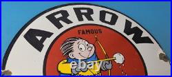 Vintage Arrow Oils Sign Porcelain Premium Gasoline Pump Plate Sign