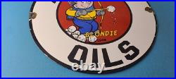 Vintage Arrow Oils Sign Porcelain Premium Gasoline Pump Plate Sign