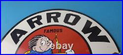 Vintage Arrow Oils Sign Porcelain Premium Gasoline Pump Plate Sign