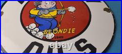 Vintage Arrow Oils Sign Porcelain Premium Gasoline Pump Plate Sign