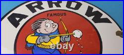 Vintage Arrow Oils Sign Porcelain Premium Gasoline Pump Plate Sign