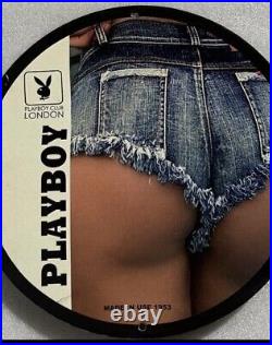 Vintage Art Playboy Club Entertainment Porcelain Pinup Girl Gas Oil Pump Ad Sign