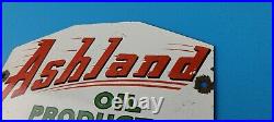 Vintage Ashland Motor Oil Porcelain Gasoline Service Station Gas Pump Plate Sign