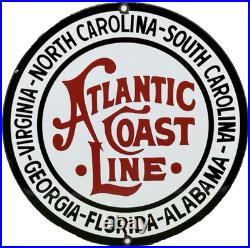 Vintage Atlantic Coast Line Porcelain Sign Gas Station Pump Plate Motor Oil