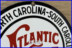 Vintage Atlantic Coast Line Porcelain Sign Gas Station Pump Plate Motor Oil