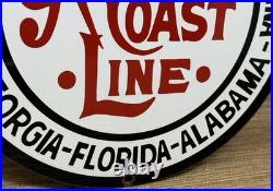 Vintage Atlantic Coast Line Porcelain Sign Gas Station Pump Plate Motor Oil