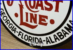 Vintage Atlantic Coast Line Porcelain Sign Gas Station Pump Plate Motor Oil