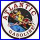 Vintage Atlantic Gasoline Porcelain Sign, Gas Station, Pump Plate, Motor Oil