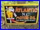 Vintage Atlantic Motor Oil Vintage Porcelain Sign Stops Engine Chatter Gas 16