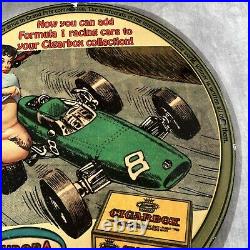 Vintage Aurora Cigar Box Porcelain Gas Oil Car Speedline Racing Track Motor Sign