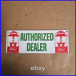 Vintage Authorized Dealer Old Us Gasoline Oil Gas Pump Enamel Porcelain Sign