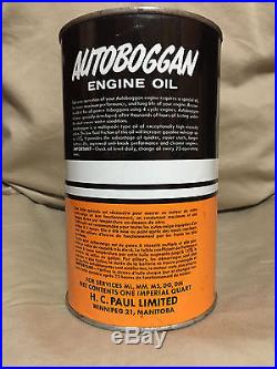 Vintage Autoboggan Artic 1 Quart Motor Oil Can HC PAUL Winnipeg, MN