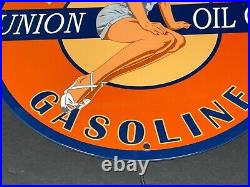 Vintage Aviation Gasoline Union Oil Co. Advertising 12 Porcelain Metal Oil Sign