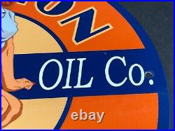 Vintage Aviation Gasoline Union Oil Co. Advertising 12 Porcelain Metal Oil Sign