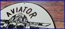 Vintage Aviator Air Ace Porcelain Skull Pilot Service Gas Pump Plate Sign